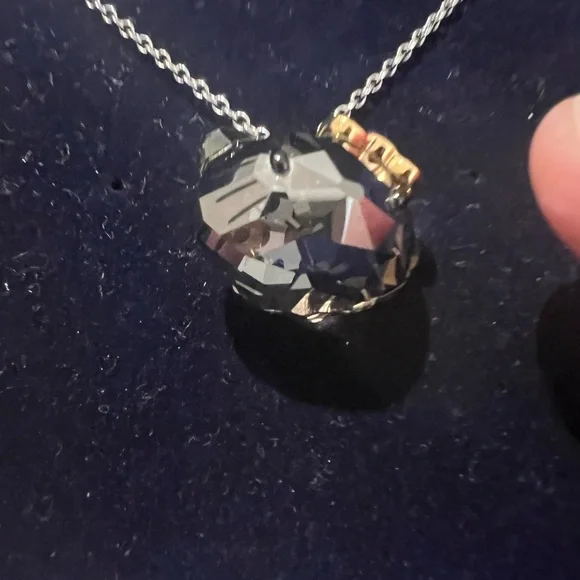 Swarovski Hello Kitty Smoky Crystal Pendant Necklace w Box Warranty Card Sanrio - Picture 4 of 8